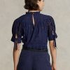 Bluze pentru femei Ralph Lauren, din bumbac brodate cu ochiuri Bluze pentru femei Ralph Lauren, din bumbac brodate cu ochiuri