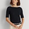 Bluze pentru femei Ralph Lauren, din bumbac, cu gât cu barca Bluze pentru femei Ralph Lauren, din bumbac, cu gât cu barca