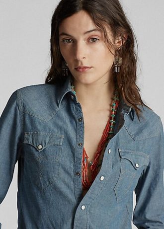 Bluze pentru femei Ralph Lauren Indigo Chambray Western
