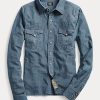 Bluze pentru femei Ralph Lauren Indigo Chambray Western Bluze pentru femei Ralph Lauren Indigo Chambray Western