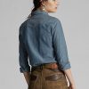 Bluze pentru femei Ralph Lauren Indigo Chambray Western Bluze pentru femei Ralph Lauren Indigo Chambray Western