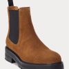 Cizme Chelsea maro Ralph Lauren din piele intoarsa pentru dama Cizme Chelsea maro Ralph Lauren din piele intoarsa pentru dama