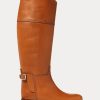 Cizme de călărie din piele de vițel Ralph Lauren Sallen maro pentru femei Cizme de călărie din piele de vițel Ralph Lauren Sallen maro pentru femei