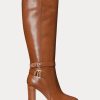 Cizme de călărie maro Ralph Lauren Makenna din piele lustruită Cizme de călărie maro Ralph Lauren Makenna din piele lustruită