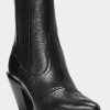 Cizme de cowboy din piele Ralph Lauren Lowrey negre de damă Cizme de cowboy din piele Ralph Lauren Lowrey negre de damă