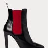 Cizme de piele de vițel Ralph Lauren Zoie pentru femei negre/roșii Cizme de piele de vițel Ralph Lauren Zoie pentru femei negre/roșii