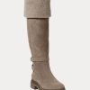 Cizme gri Ralph Lauren Cristine din piele intoarsa de dama