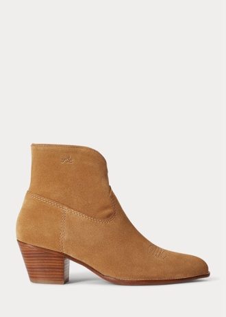 Cizme kaki de damă Ralph Lauren Lucille din piele intoarsa