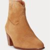 Cizme kaki de damă Ralph Lauren Lucille din piele intoarsa