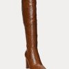 Cizme maro de damă Ralph Lauren Ashlynn din piele lustruită