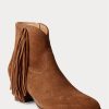 Cizme maro de damă Ralph Lauren Lucille din piele intoarsa cu franjuri