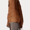 Cizme maro de damă Ralph Lauren Lucille din piele intoarsa cu franjuri