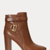 Cizme maro de damă Ralph Lauren Madelyn din piele lustruită Cizme maro de damă Ralph Lauren Madelyn din piele lustruită