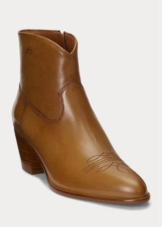 Cizme maro din piele Ralph Lauren Lucille de damă