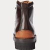 Cizme maro închis pentru bărbați Ralph Lauren Fidel din piele de vițel lustruită