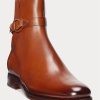 Cizme maro pentru bărbați Ralph Lauren Welington din piele de vițel lustruită