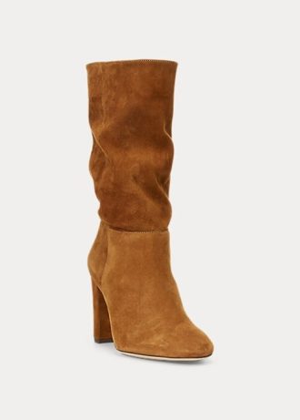 Cizme maro Ralph Lauren Artizan din piele intoarsa de dama