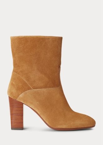Cizme maro Ralph Lauren Brindley din piele intoarsa de dama