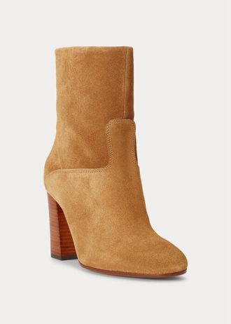 Cizme maro Ralph Lauren Brindley din piele intoarsa de dama