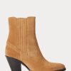 Cizme maro Ralph Lauren Lowrey de cowboy din piele intoarsa de dama