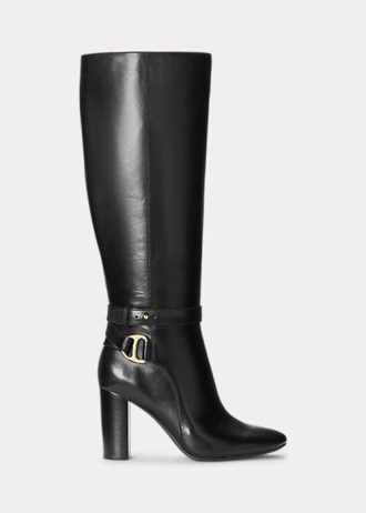 Cizme negre de călărie Ralph Lauren Makenna din piele lustruită de damă
