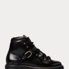 Cizme negre de damă Ralph Lauren Dimicia Welington Burnishedie