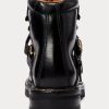 Cizme negre de damă Ralph Lauren Dimicia Welington Burnishedie