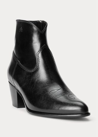 Cizme negre de piele Ralph Lauren Lucille de damă