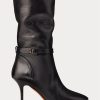 Cizme negre din piele de vițel Ralph Lauren Zoe pentru femei Cizme negre din piele de vițel Ralph Lauren Zoe pentru femei