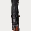 Cizme negre din piele de vițel Ralph Lauren Zoe pentru femei Cizme negre din piele de vițel Ralph Lauren Zoe pentru femei