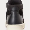 Cizme negre pentru bărbați Ralph Lauren din piele și piele de căprioară impermeabilă