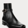 Cizme negre pentru bărbați Ralph Lauren Welington din piele de vițel lustruită