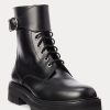 Cizme negre Ralph Lauren cu cataramă din piele de vițel