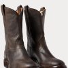 Cizme negre Ralph Lauren din piele pentru bărbați Cizme negre Ralph Lauren din piele pentru bărbați