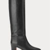 Cizme negre Ralph Lauren Tall din piele de vițel Cizme negre Ralph Lauren Tall din piele de vițel