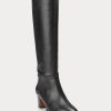 Cizme negre Ralph Lauren Tall din piele de vițel Cizme negre Ralph Lauren Tall din piele de vițel