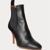 Cizme negre Ralph Lauren Vachetta din piele de vițel cu toc de pisoi