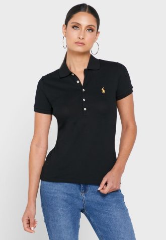 Cămașă polo neagră pentru femei Ralph Lauren