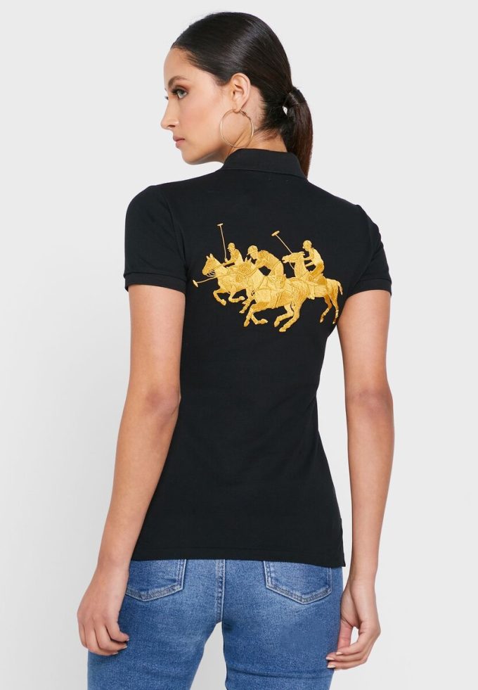 Cămașă polo neagră pentru femei Ralph Lauren Cămașă polo neagră pentru femei Ralph Lauren