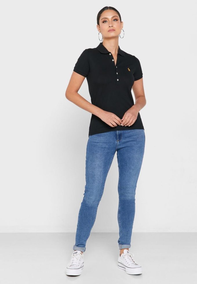Cămașă polo neagră pentru femei Ralph Lauren Cămașă polo neagră pentru femei Ralph Lauren
