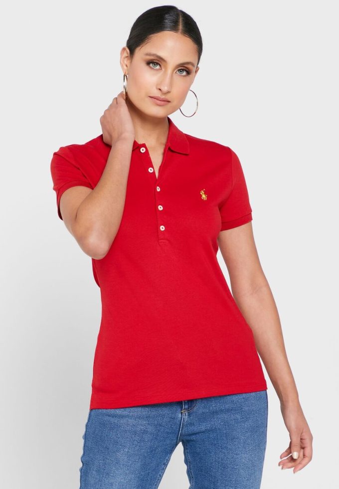Cămașă polo roșie pentru femei Ralph Lauren Cămașă polo roșie pentru femei Ralph Lauren