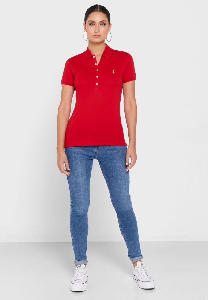 Cămașă polo roșie pentru femei Ralph Lauren Cămașă polo roșie pentru femei Ralph Lauren