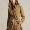 Cămași pentru femei Ralph Lauren, piele de miel, piele de căprioară, kaki Cămași pentru femei Ralph Lauren, piele de miel, piele de căprioară, kaki