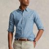 Cămăși albastre pentru bărbați Ralph Lauren Slim Fit Chambray
