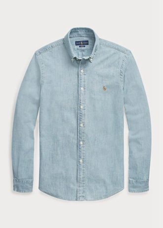 Cămăși albastre pentru bărbați Ralph Lauren Slim Fit Chambray Cămăși albastre pentru bărbați Ralph Lauren Slim Fit Chambray