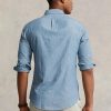 Cămăși albastre pentru bărbați Ralph Lauren Slim Fit Chambray