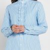 Cămăși albastre pentru femei Ralph Lauren cu dungi cu volane Cămăși albastre pentru femei Ralph Lauren cu dungi cu volane