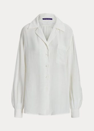 Cămăși albe din voile de in Ralph Lauren Roslin de damă