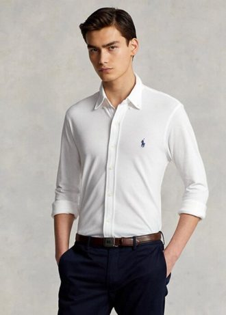 Cămăși albe pentru bărbați Ralph Lauren, cu ochiuri de greutate pana Cămăși albe pentru bărbați Ralph Lauren, cu ochiuri de greutate pana