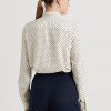 Cămăși creponate cu decolteu cravate Ralph Lauren pentru femei crem / bleumarin Cămăși creponate cu decolteu cravate Ralph Lauren pentru femei crem / bleumarin